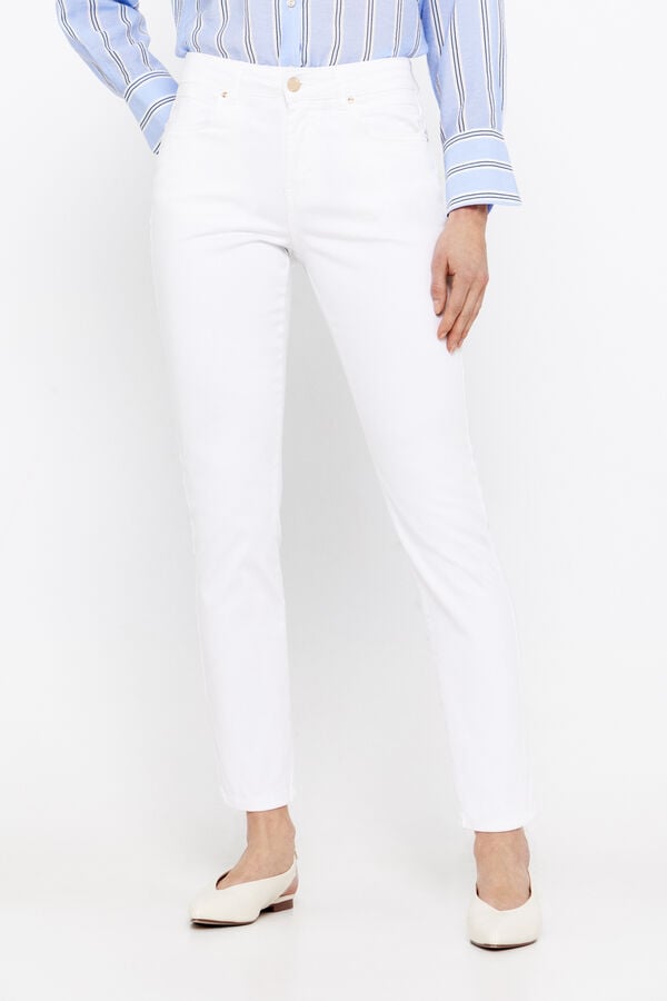 Cortefiel Coloured cropped-fit skinny trousers White