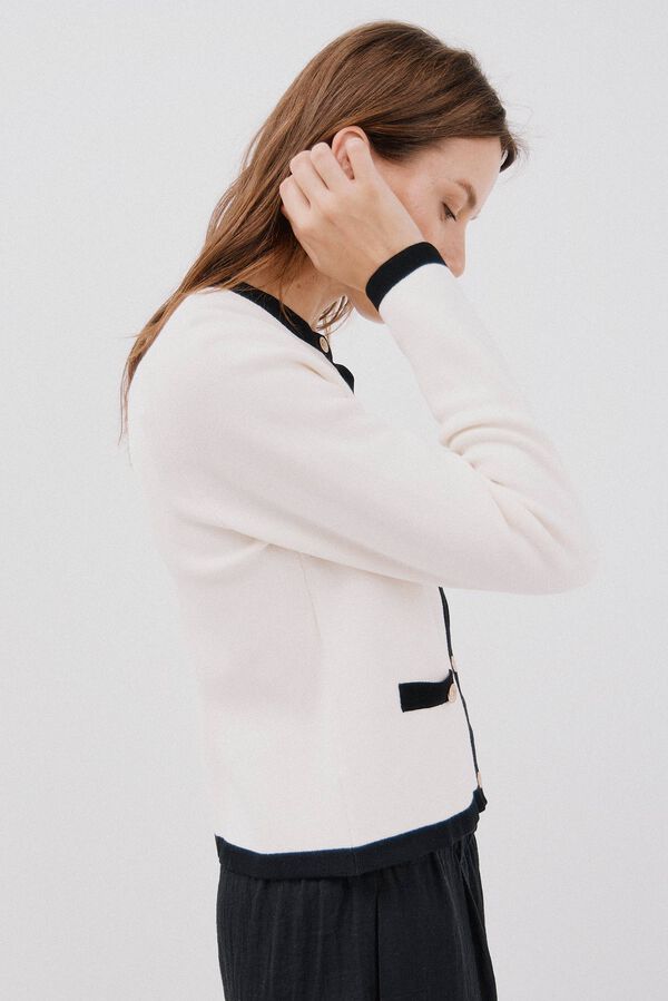 Cortefiel Essential knit cardigan Ivory