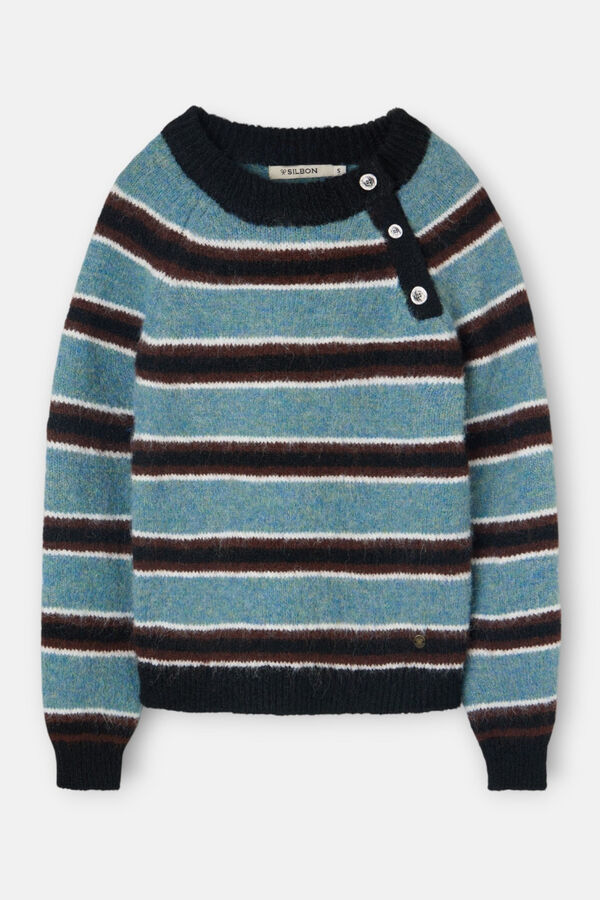 Silbon Camisola riscas com botões Multicolorido