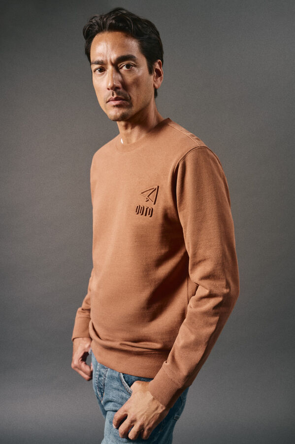 OOTO Sweatshirt com logo em relevo Castanho