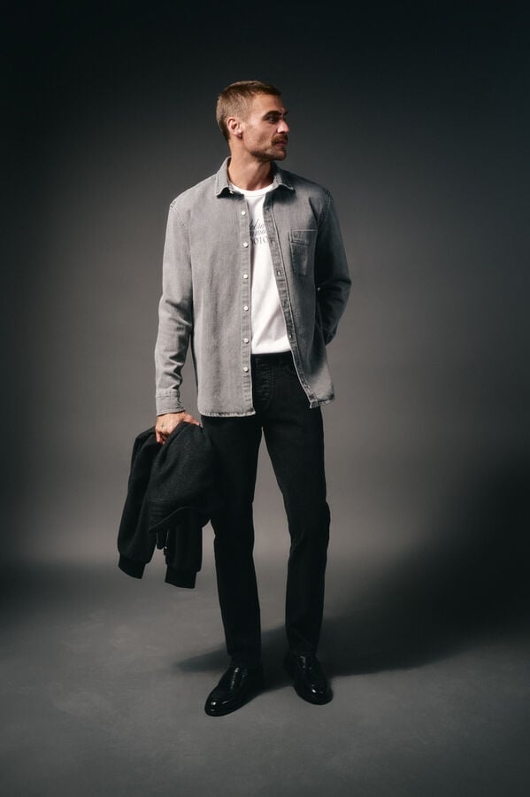 OOTO Sobrecamisa denim Cinzento