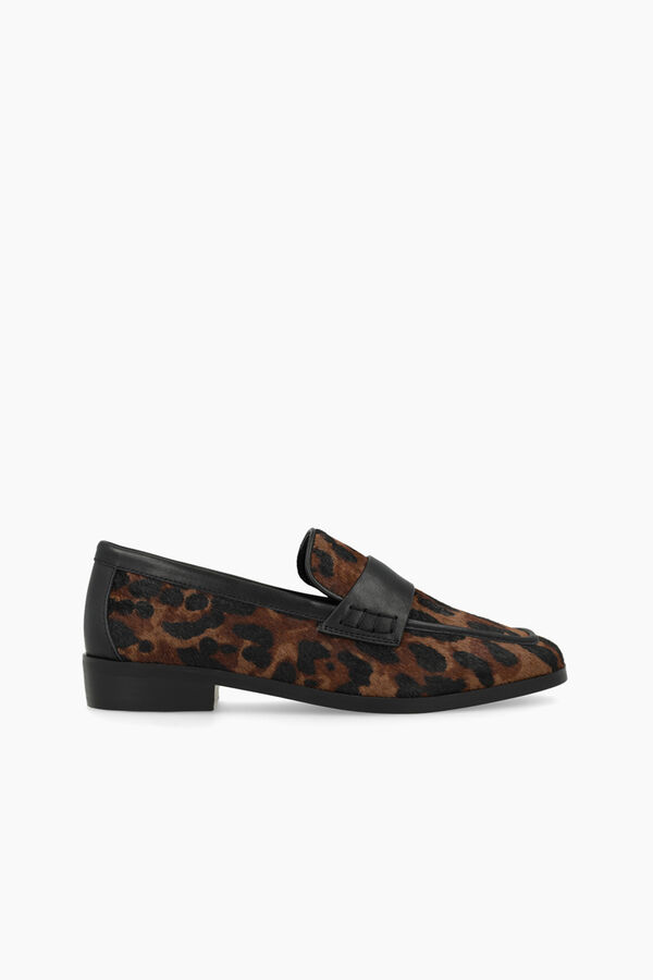 Lodi Mocasines en piel efecto animal print Estampado marr&oacute;n