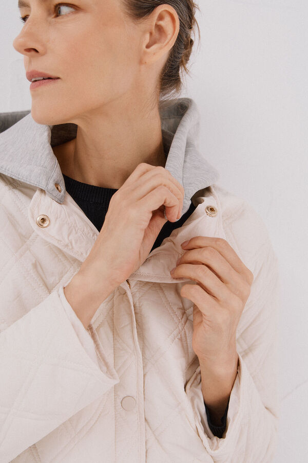 Cortefiel Short hood sweatshirt anorak Ivory