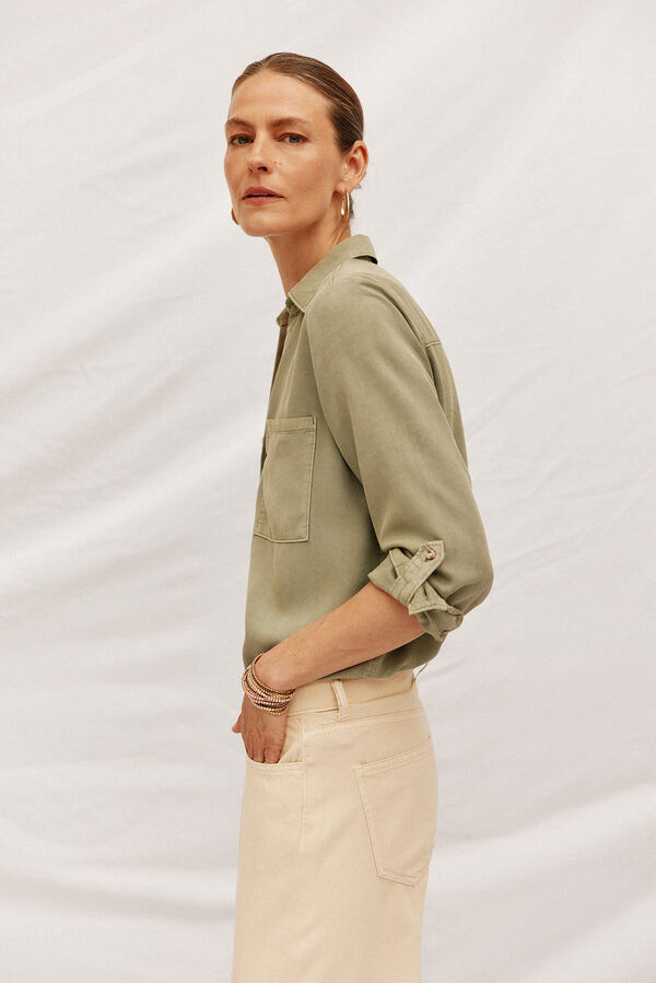 Cortefiel  tencel denim shirt Kaki