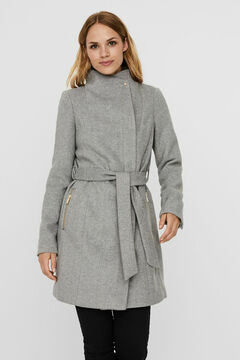 Cortefiel Sustainable double-breasted coat Gray