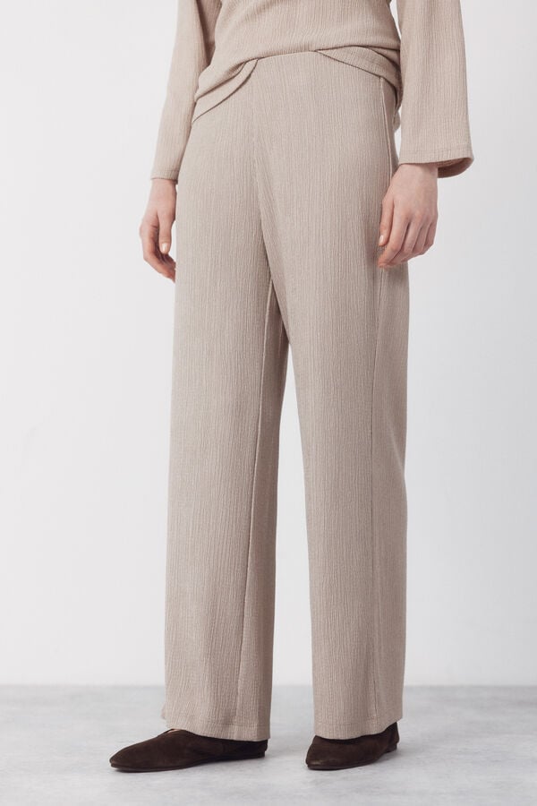 Cortefiel Jersey-knit trousers Beige