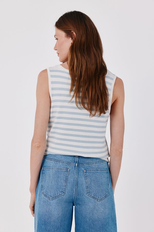 Cortefiel Striped knit top Blue