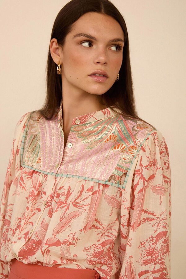 Meisie Blusa estampada bimaterial Impress&atilde;o