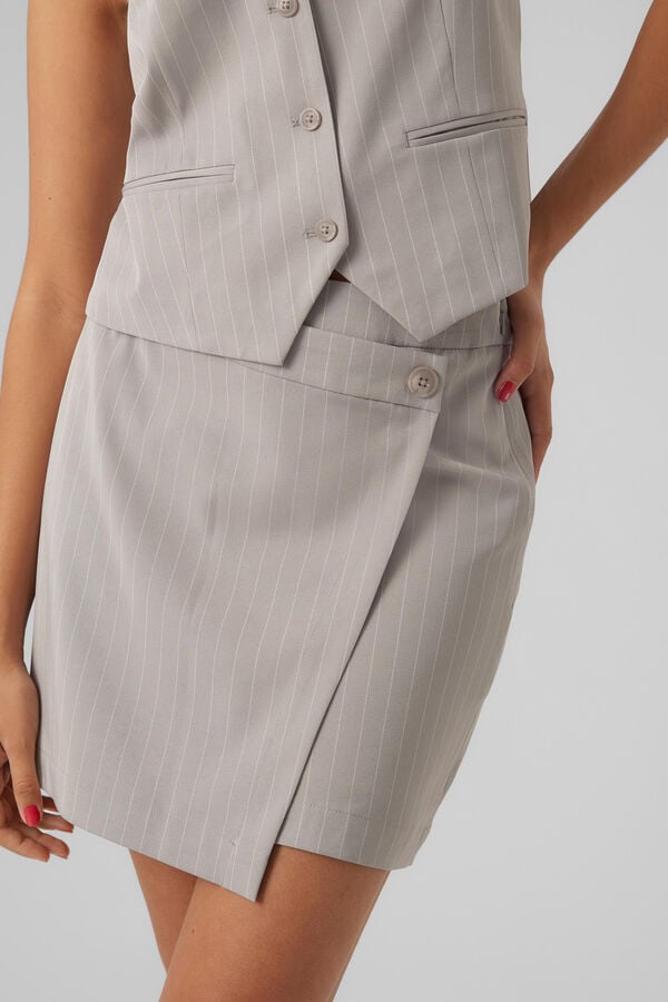 Cortefiel Short print wrap skirt Grey