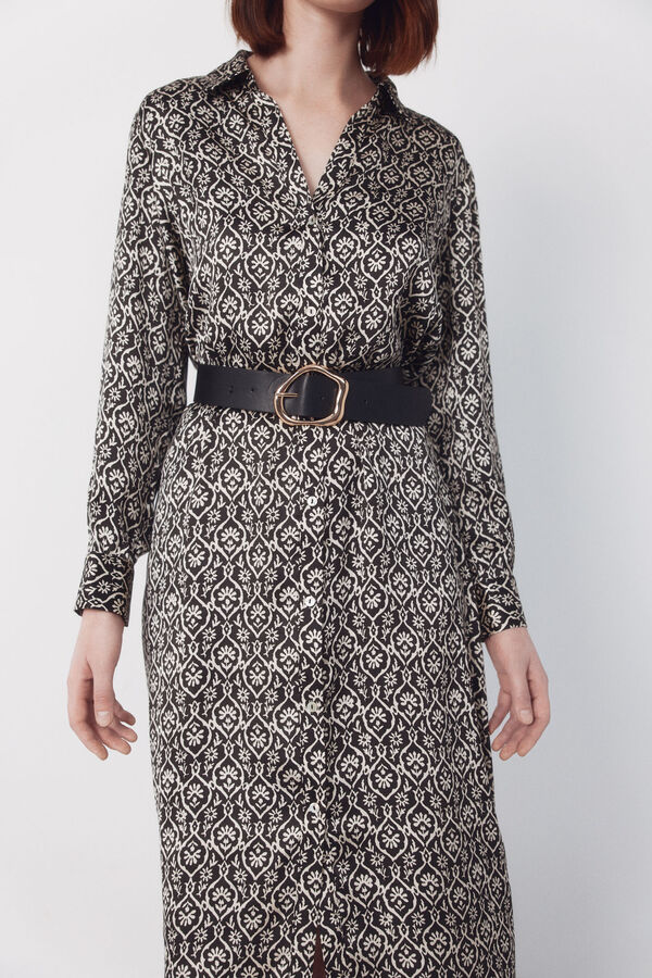 Cortefiel Satin shirt dress Printed grey