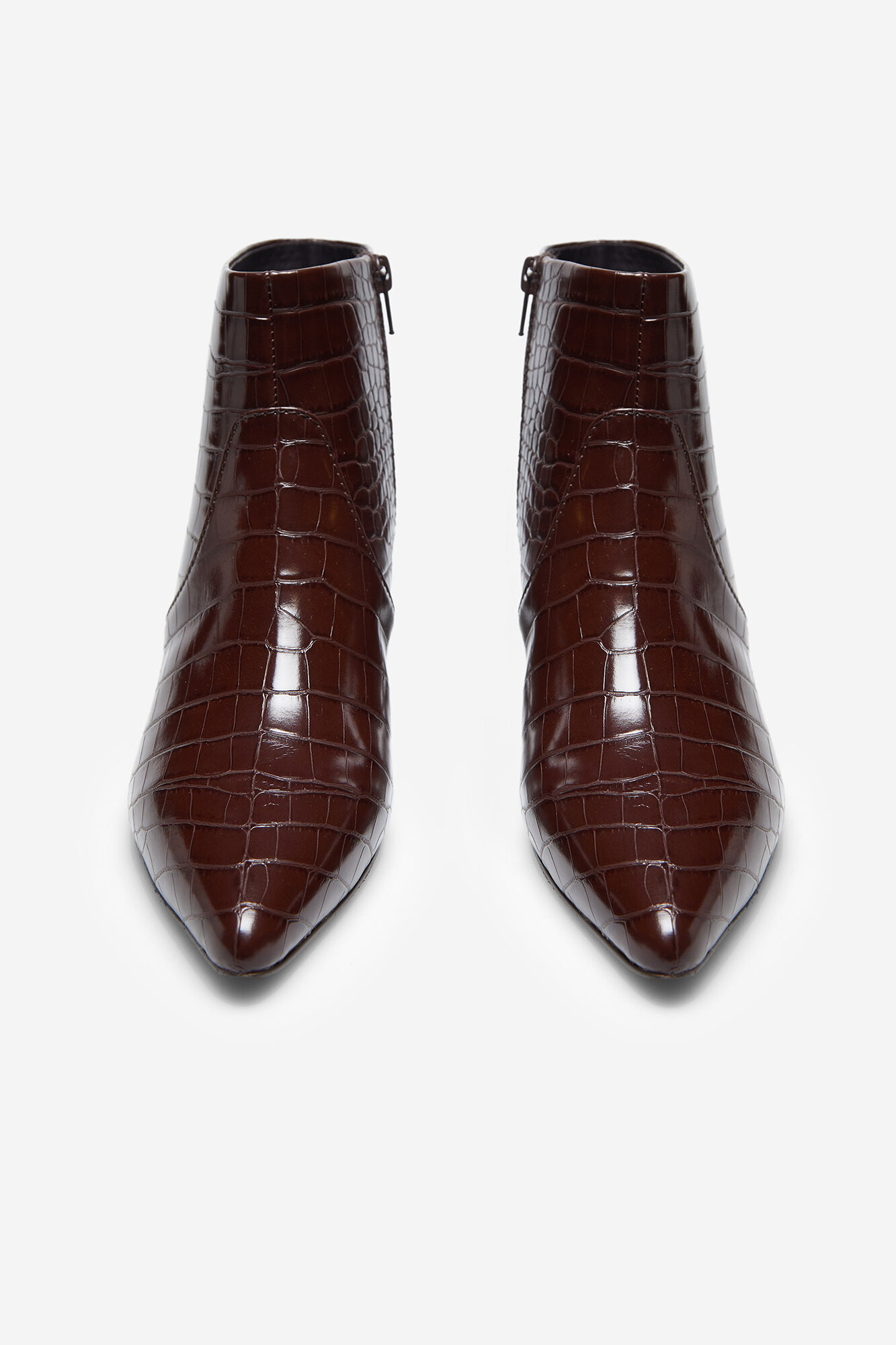 brown crocodile ankle boots