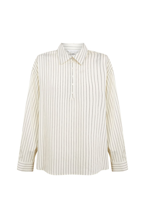 Cortefiel Striped fluid shirt Printed white