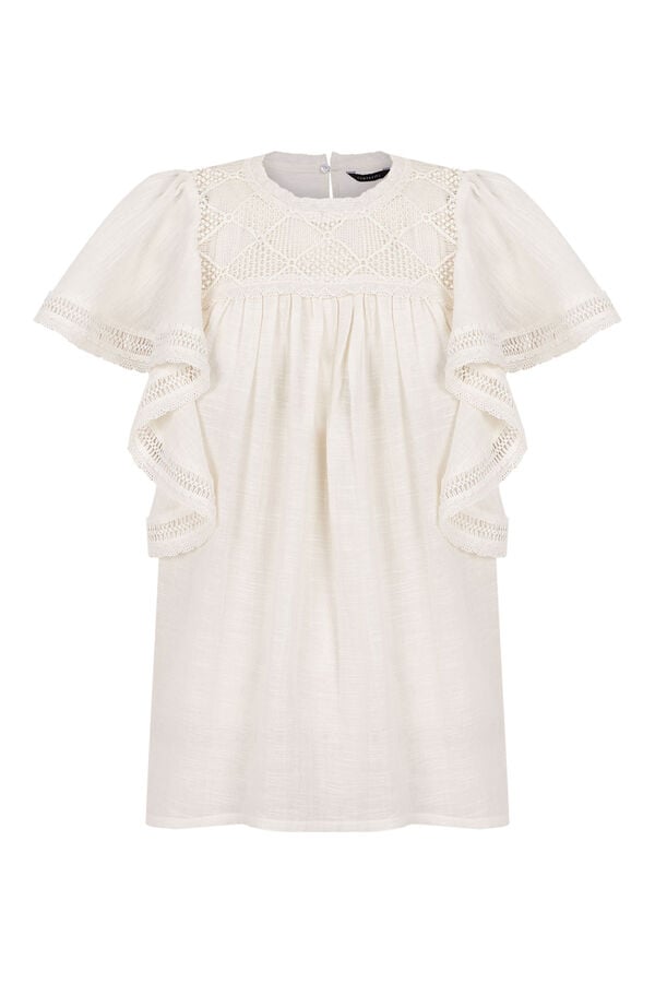 Cortefiel Plain flounced blouse White
