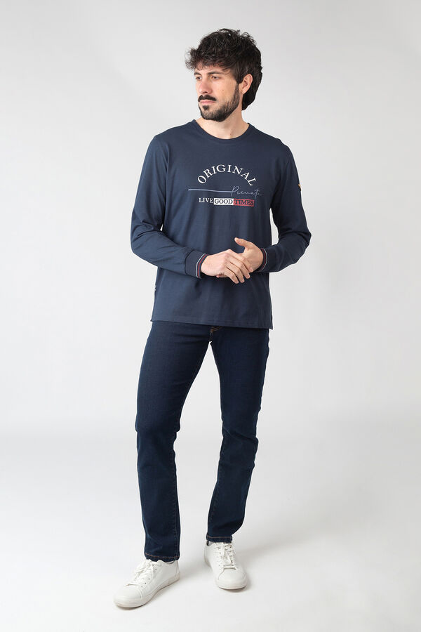 Privata Camiseta punto liso manga larga Azul marino