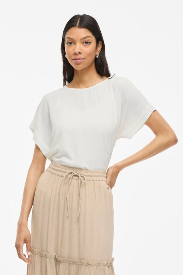 Vila Top de manga curta com gola redonda Branco