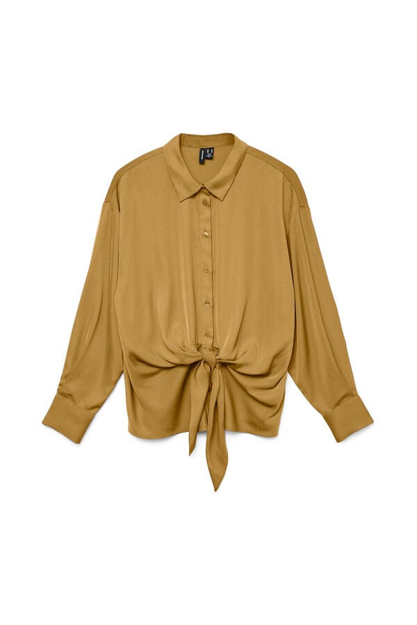 Vero Moda Camisa de cetim de manga comprida  Castanho