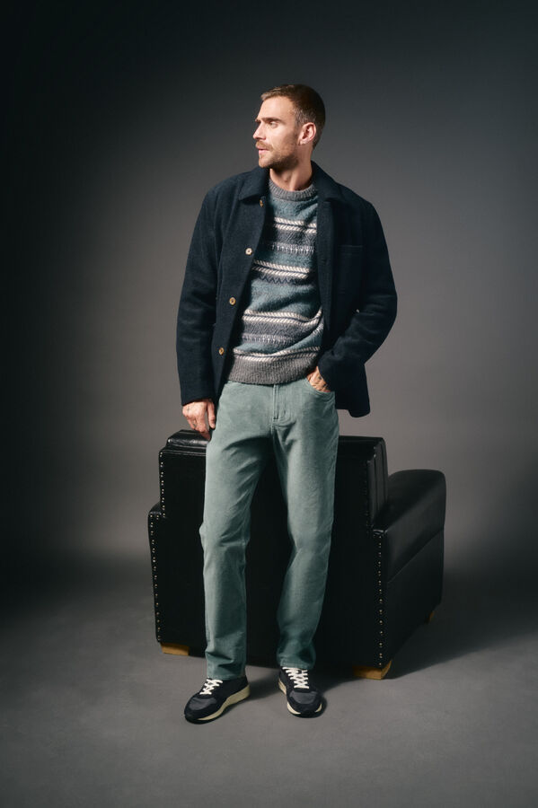 OOTO Pantalón 5 bolsillos slim fit pana Azul