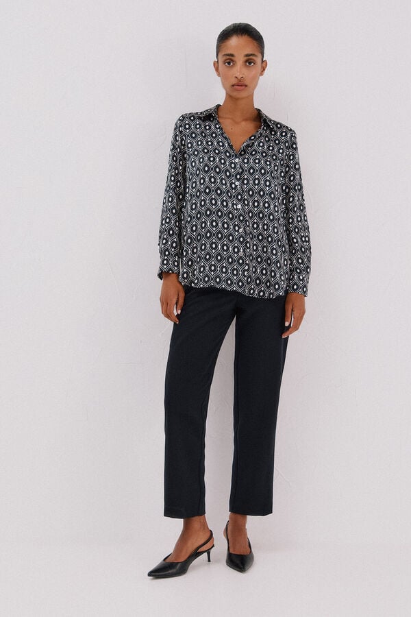 Cortefiel Zippered pants Black