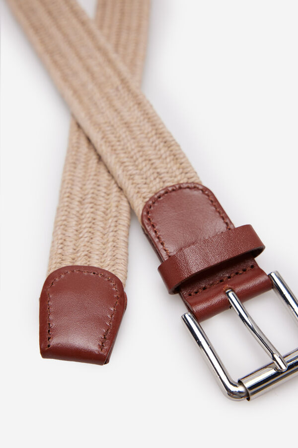 Cortefiel Elastic braided belt Brown