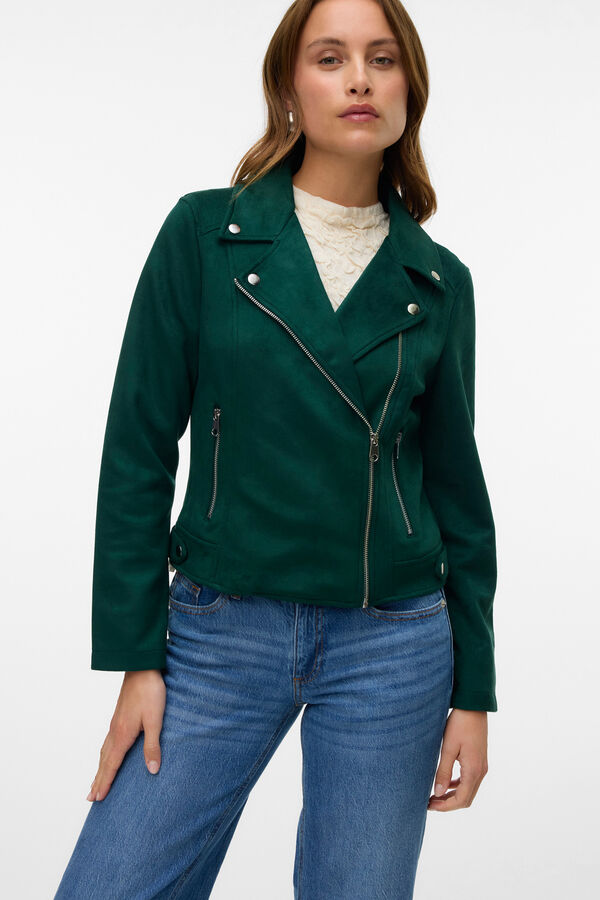 Vero Moda Blusão de camurça com tachas Verde