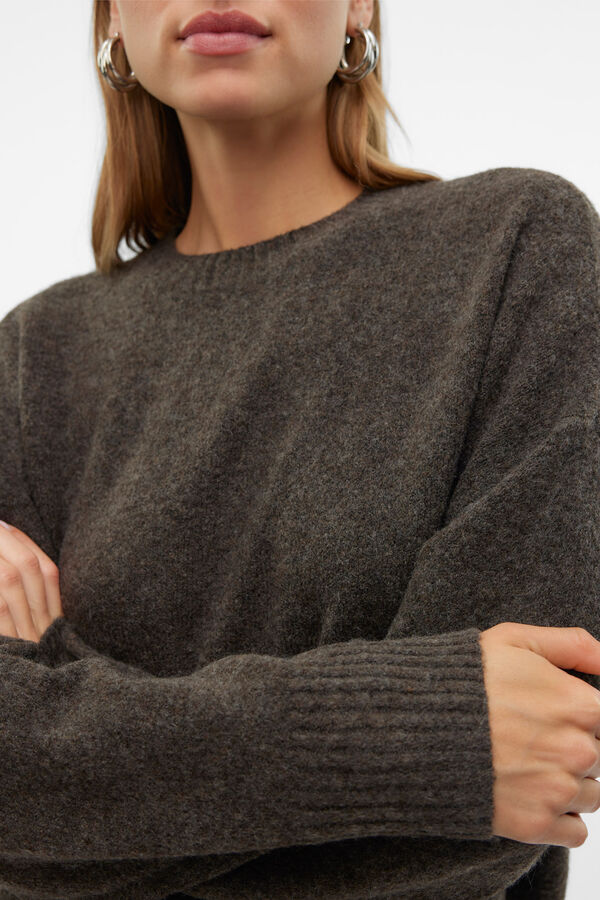 Vero Moda Jersey de punto cuello redondo Marrón oscuro