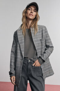 Cortefiel Checked blazer Printed blue