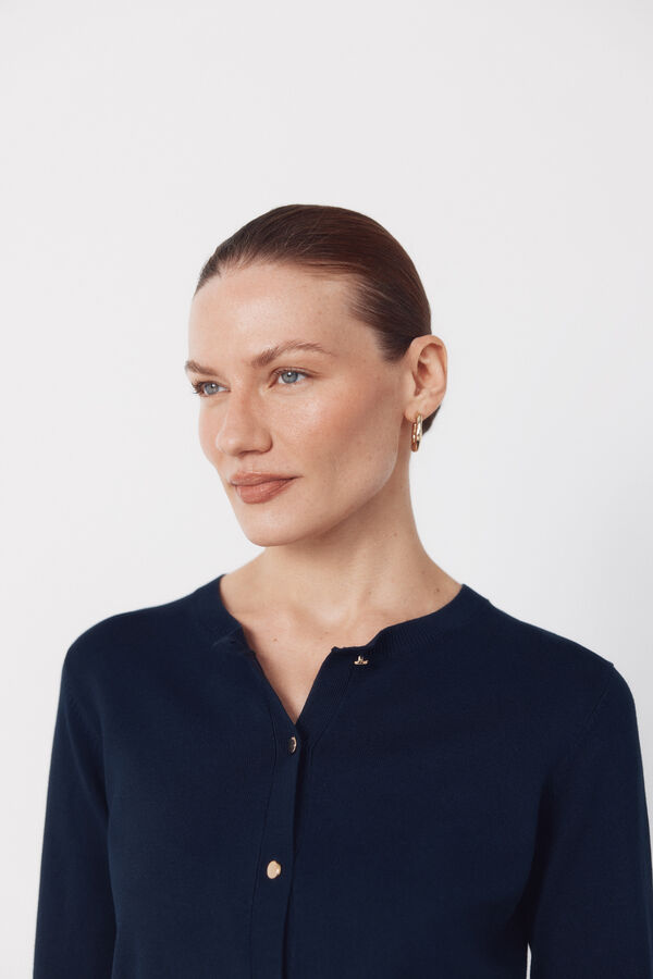 Cortefiel Jersey-knit basic jacket Navy