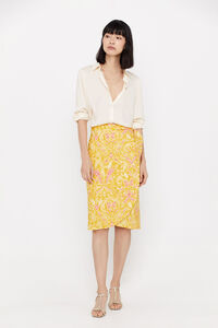 Cortefiel Printed midi skirt Printed yellow