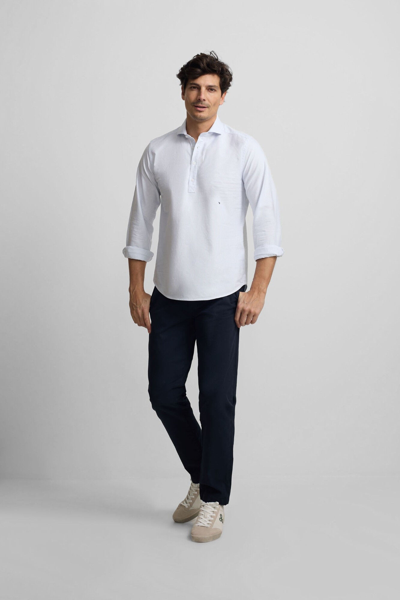 Silbon Camisa Oxford casual com riscas