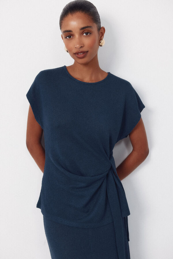 Cortefiel Camiseta aspecto r&uacute;stico nudo Azul marino