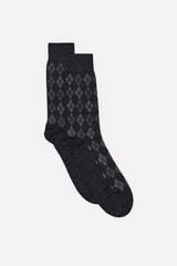 Cortefiel Rhombus wool sock Dark grey