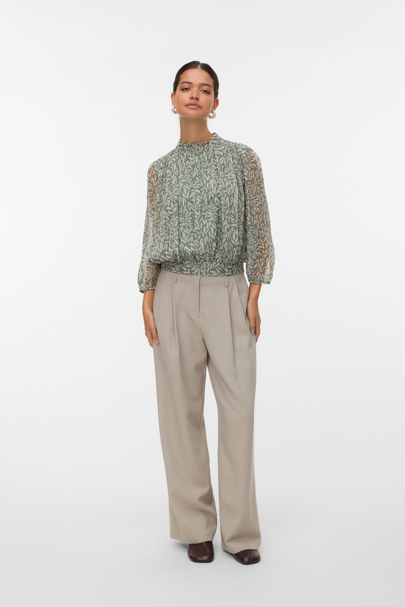 Vero Moda Top de chiffon de manga comprida 