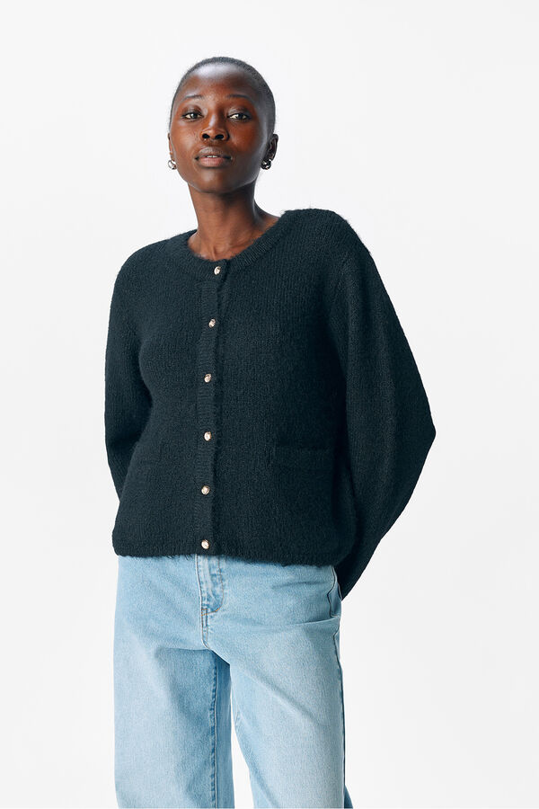 Object Cardigan de lã com gola redonda Preto