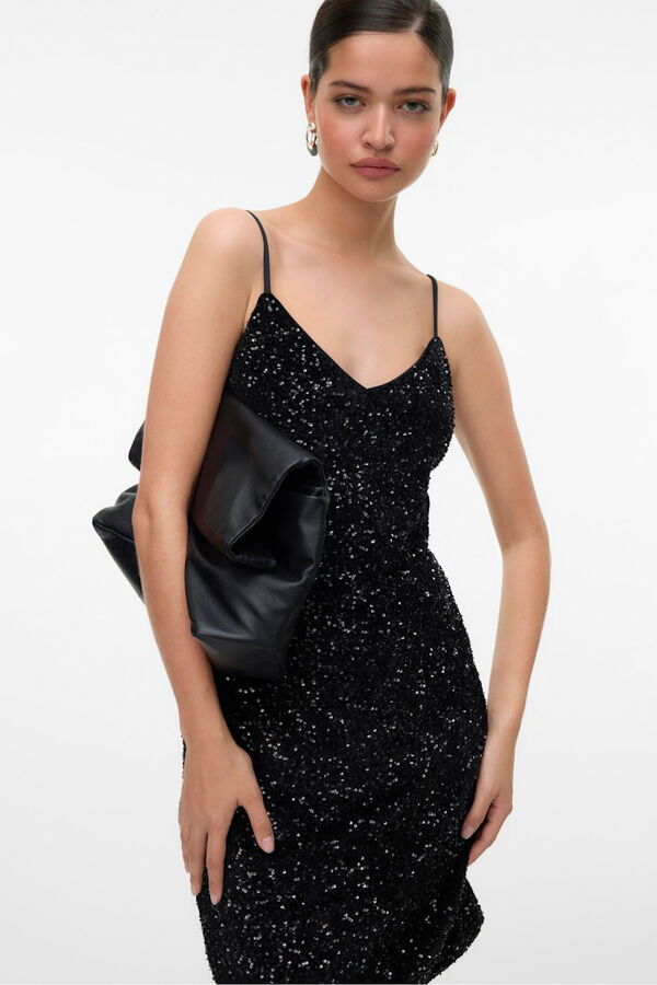 Vero Moda Vestido de alças de lantejoulas Preto