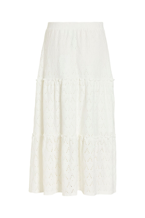 Vila Falda midi con calados de algod&oacute;n Blanco