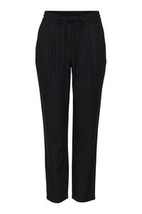 Cortefiel Plus size ankle-length linen trousers Black