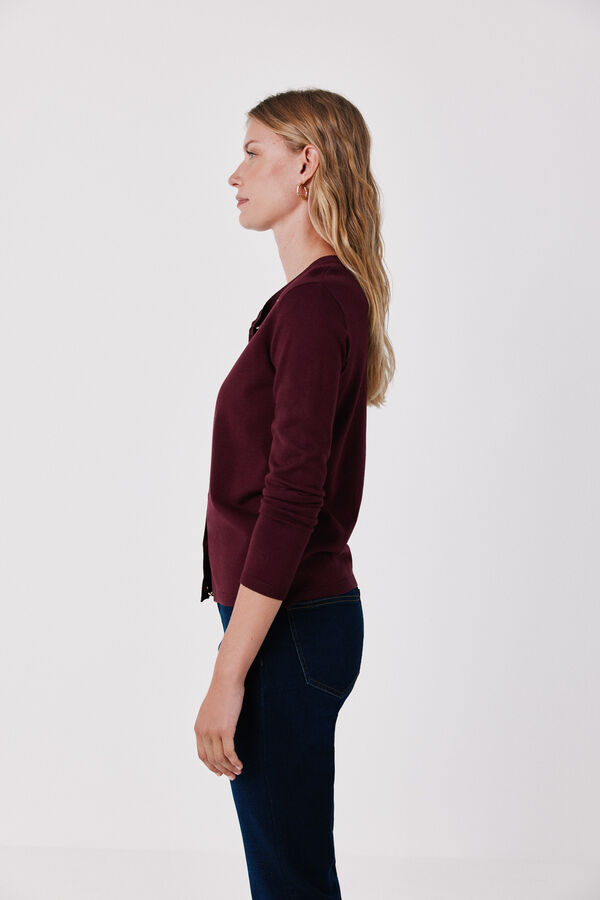Cortefiel Basic knit jacket Maroon
