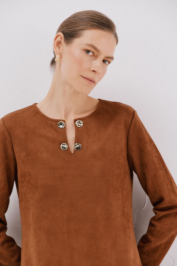 Cortefiel Suede dress Dark brown