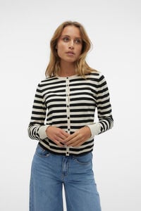 Cortefiel Jersey-knit striped cardigan Grey
