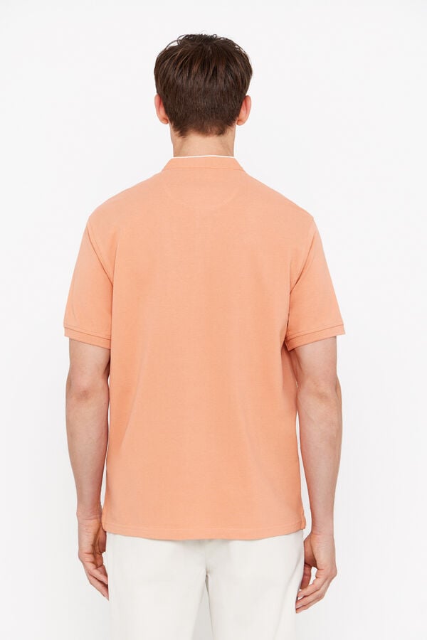 Cortefiel Mandarin collar polo shirt Orange