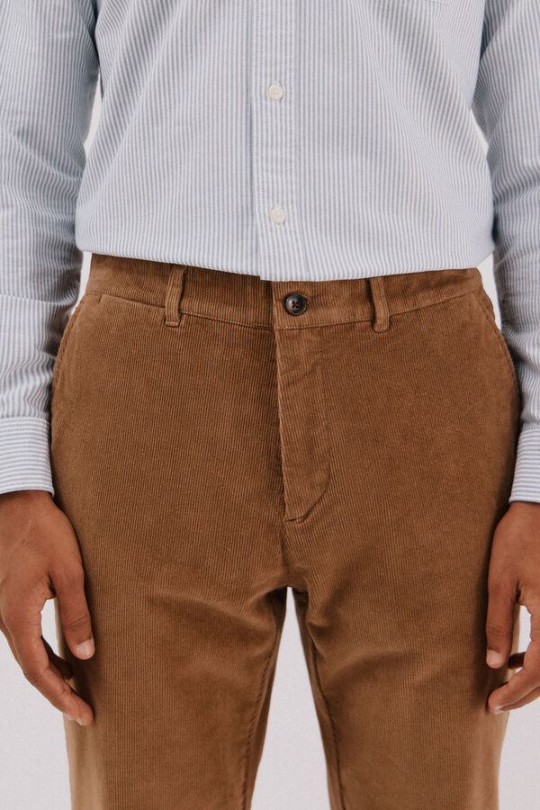 Cortefiel Pantalón chino pana Camel