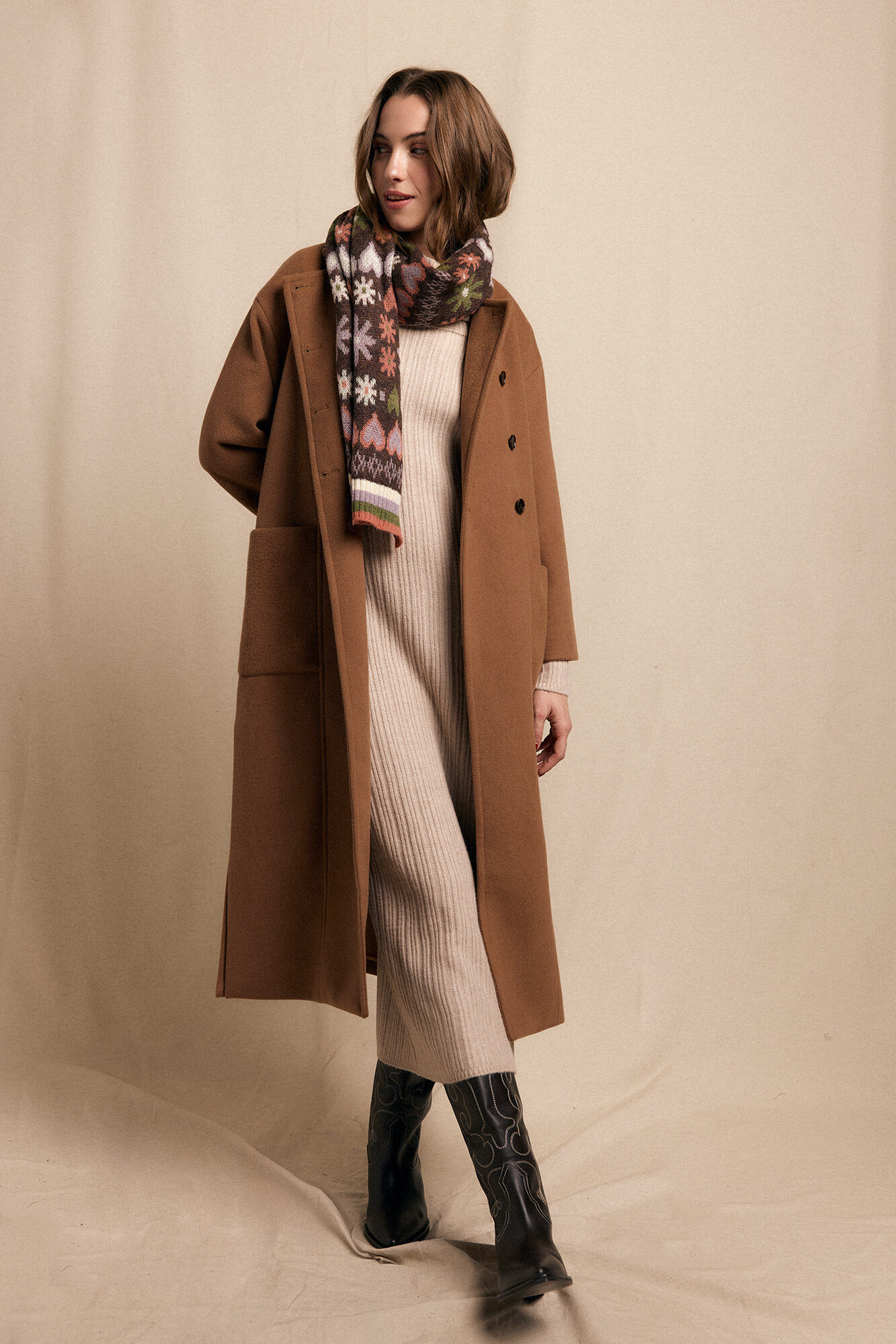 Slowlove Abrigo largo con doble botonadura