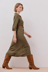 Cortefiel Belted shirt dress Kaki