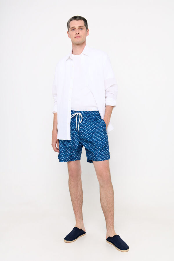 Cortefiel WWF coral print swimsuit Navy