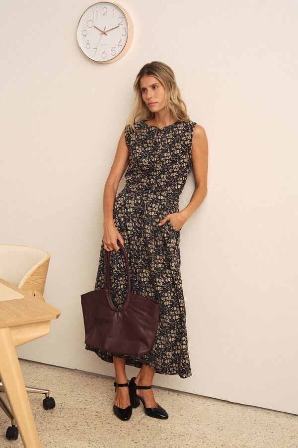 Pol&iacute;n Et Moi Abeny floral midi skirt Black