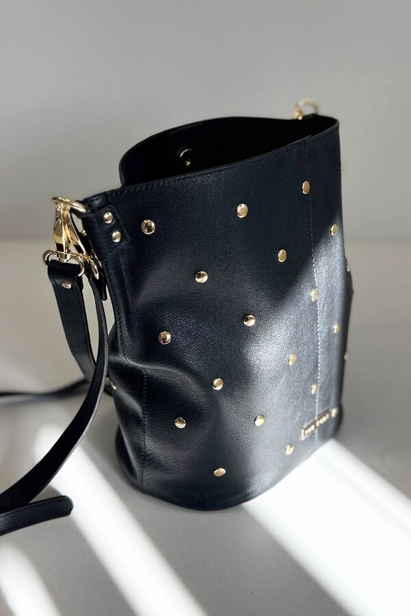 The Code Bucket bag Julieta em pele e tachas Preto