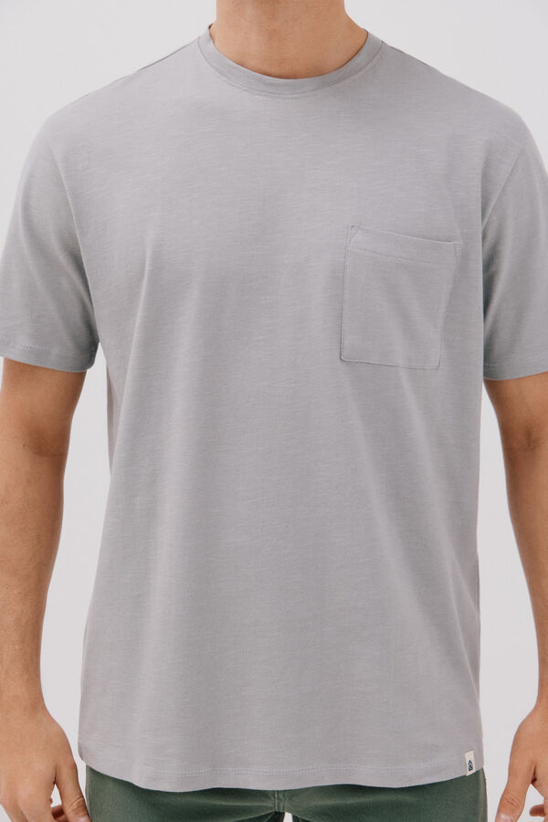 Cortefiel Plain slub t-shirt Grey