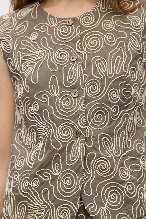 Object Colete em malha bordado Tostado