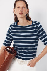 Cortefiel Boat neck t-shirt Blue