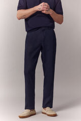 OOTO Cal&ccedil;a de fato coordenado em linho Azul